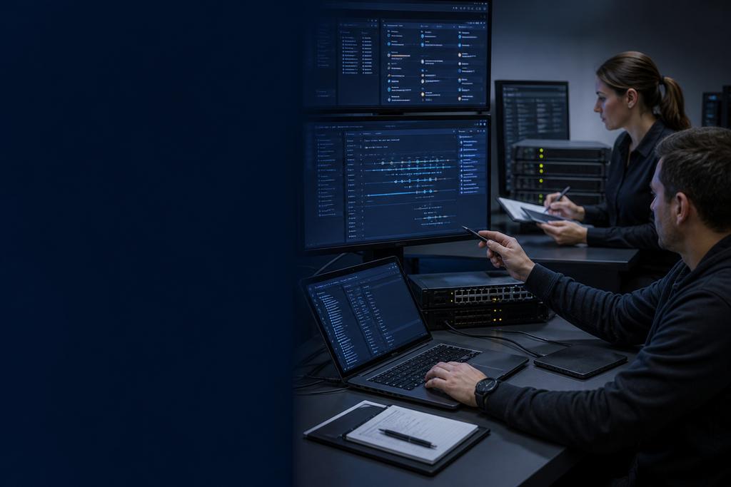 Illustratieve cybersecurity-auditors die logbronnen, detectieregel, waarschuwing, werkitem, bereikbare eigenaar en afsluiting controleren