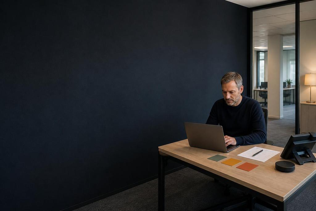Illustratieve ICT-supportcoördinator die verouderde telefonie beoordeelt via oproeproutes, toestellen en bereikbaarheid van teams