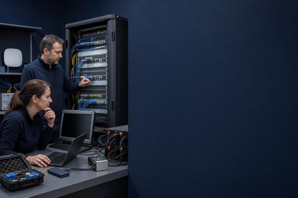 Illustratieve netwerkspecialisten die na een crash DHCP-leases, DNS-zones en naamoplossing gecontroleerd herstellen