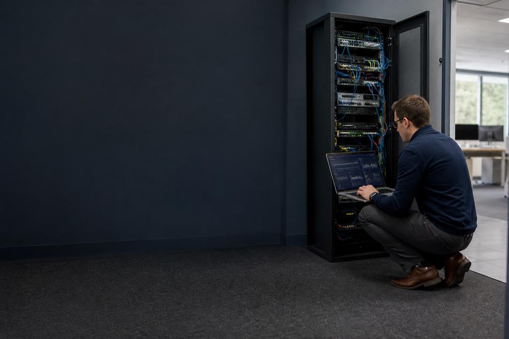 Illustratieve software-engineer die verdeelde batchtaken, voortgangspunten en herstel na onderbreking controleert