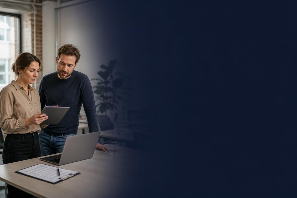 Illustratieve software-engineer en informatie-eigenaar die documentversies, publicatie, tests en rollback valideren
