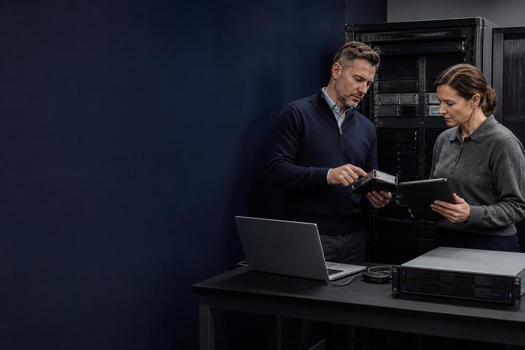 Illustratieve monitoringsspecialist en serverauditor die meldingsdekking, incidenttijdlijn, hersteltest en sluiting beoordelen