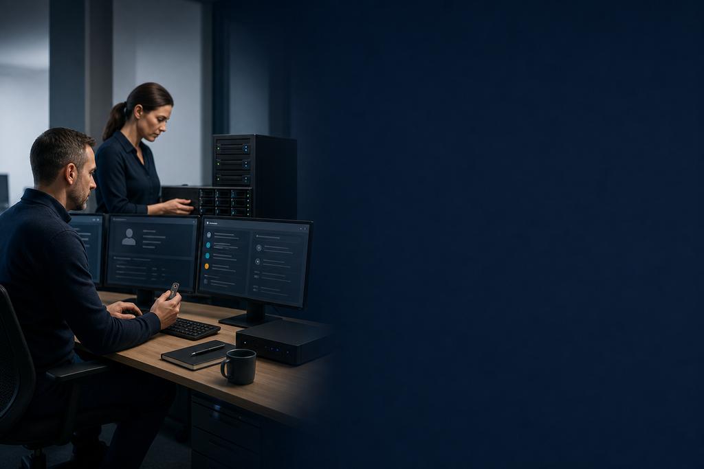 Illustratieve securityspecialisten die controleren waarom een Access-database onveilig is ingericht