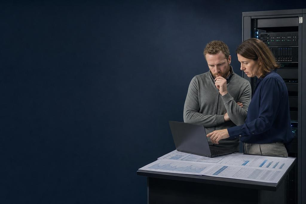 Illustratieve cloud- en capaciteitsspecialisten die lokale hosts, cloud-VM’s, storage, quota, schaalregels en kosten vergelijken