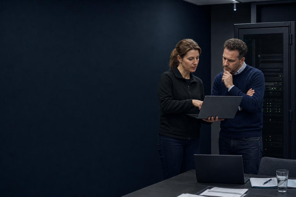 Illustratieve web- en incidentengineers die klantreis, webproces, database, wachtrij en gecontroleerde verkeershervatting beoordelen