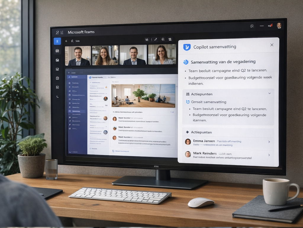 Microsoft Teams vergadering met Copilot samenvatting en actiepunten