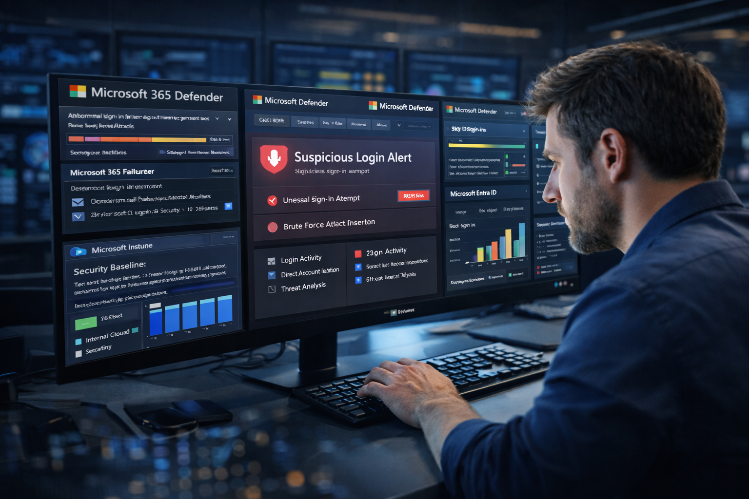 IT specialist analyseert beveiligingsmeldingen